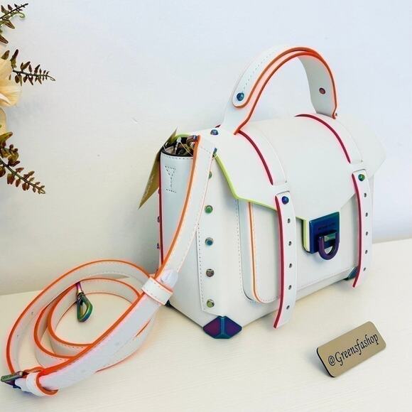 Michael Kors Purse Manhattan Satchel Crossbody Optic White - Picture 3 of 9